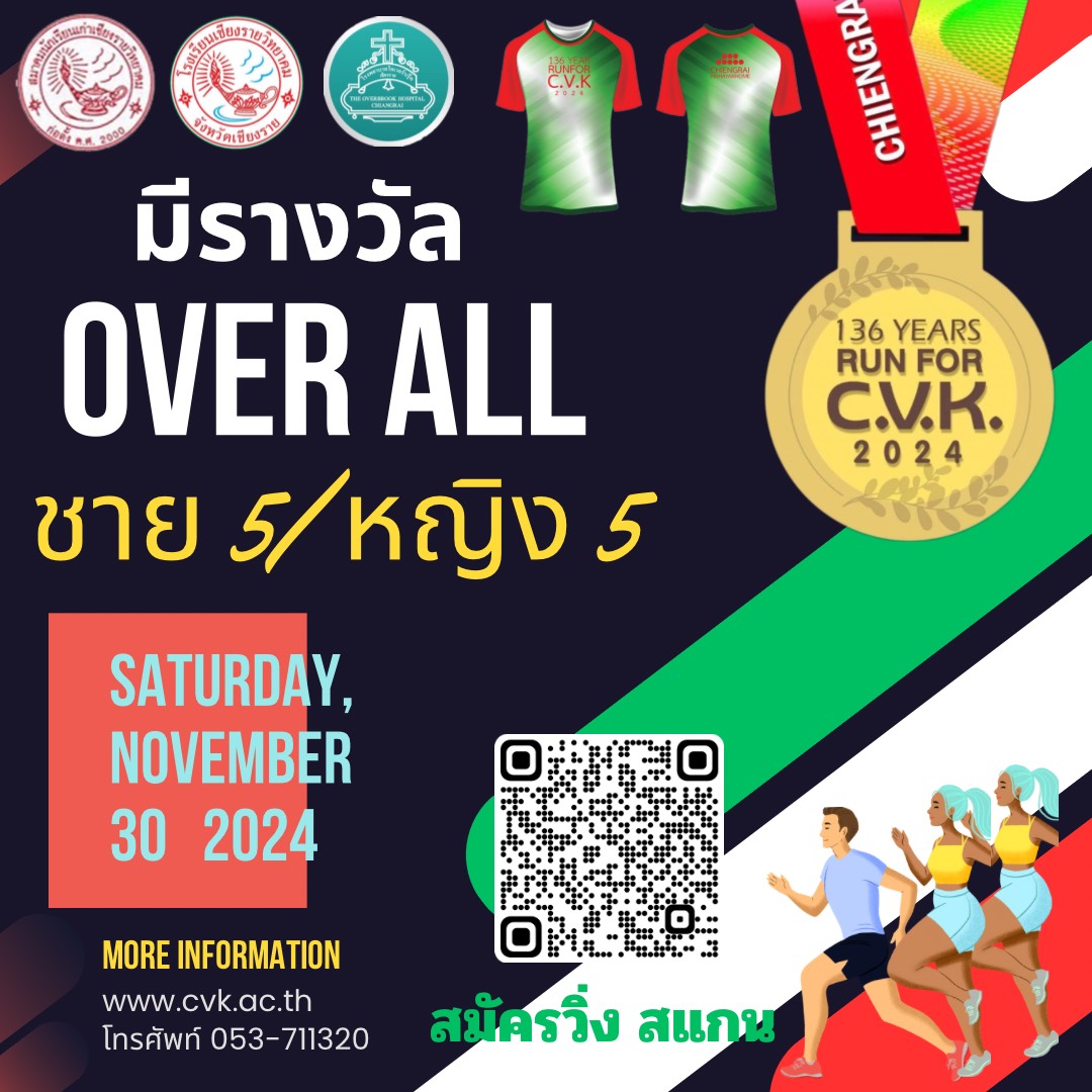 งานนี้มีรางวัล OVER ALL  ชาย 5 รางวัล  หญิง 5 รางวัล รีบกดสมัครวิ่งด่วน